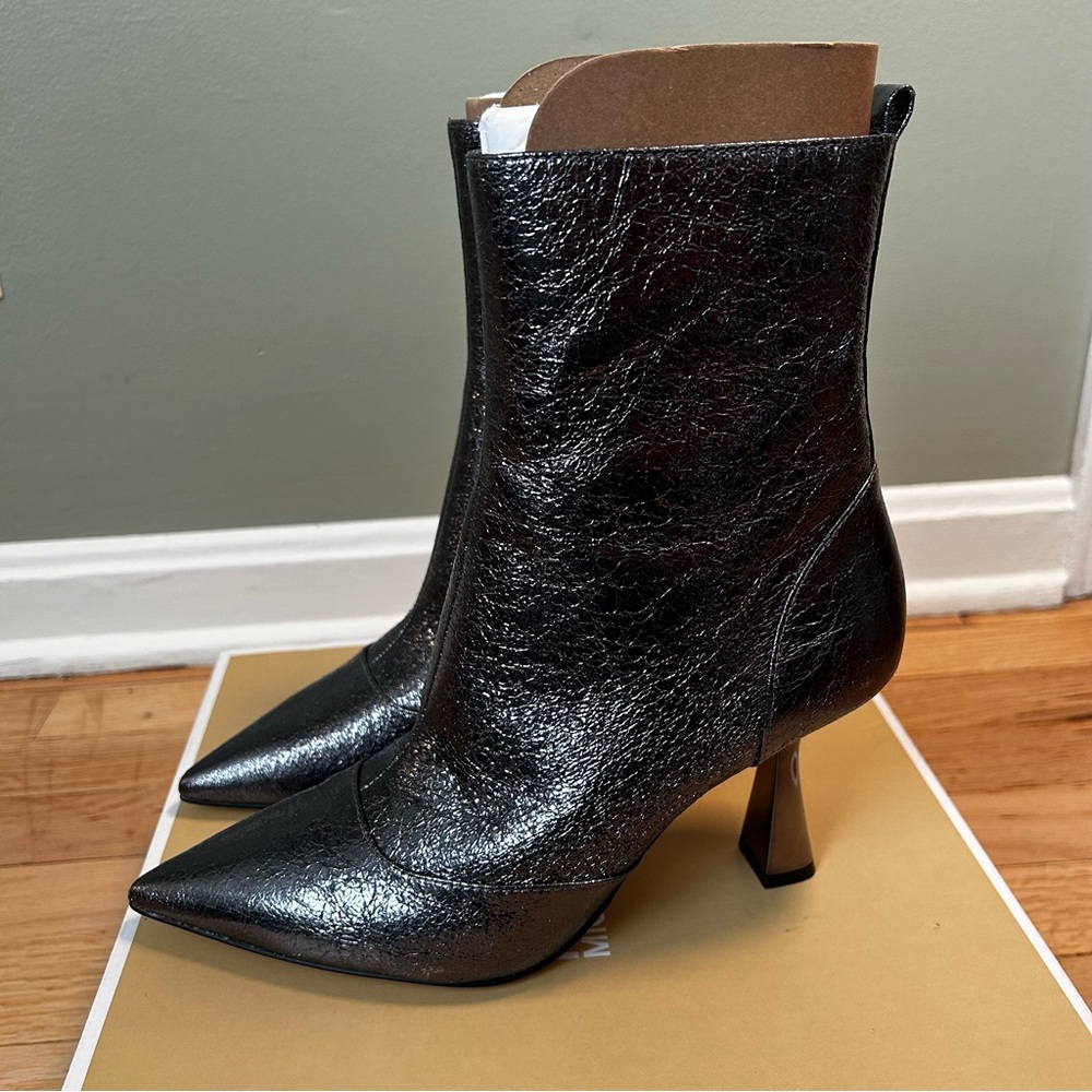 Michael Kors Clara Mid Bootie Anthracite Dark Grey Size 7m Silver women’s boots‎